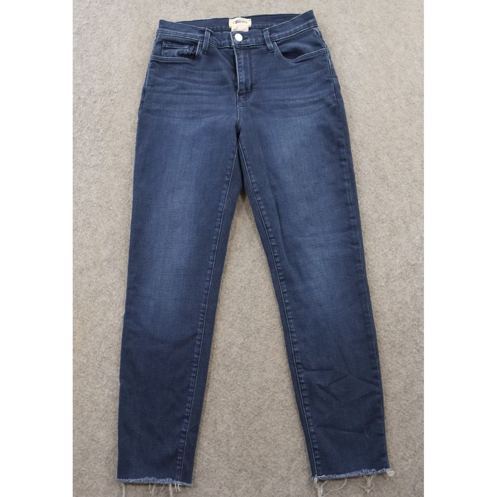 L'Agence Jeans Womens 27 Blue High Rise Slim Stretch High Rise Zip Raw Hem
